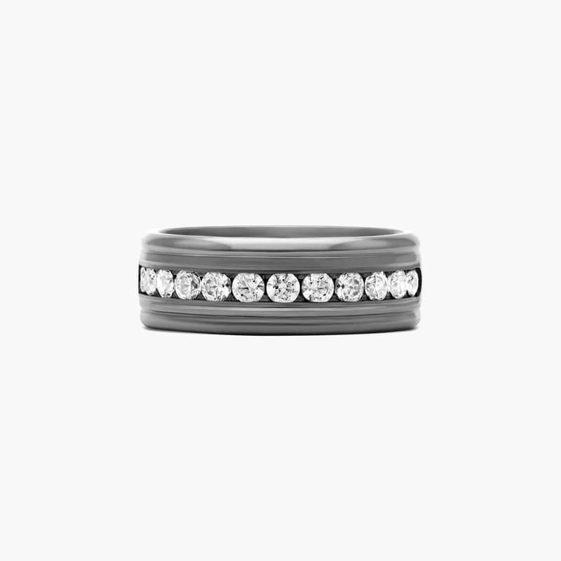 This modern band combines the elegance of diamonds with the contemporary look and feel of tantalum.