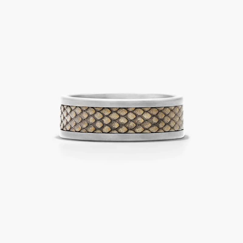Beautiful bronze dragon scale enhances the look of this tantalum ring, allowing you to show off your unique style.