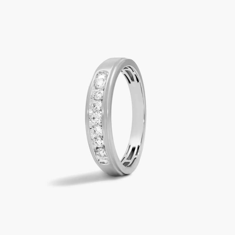 14K White Gold Slender Channel Diamond Ring