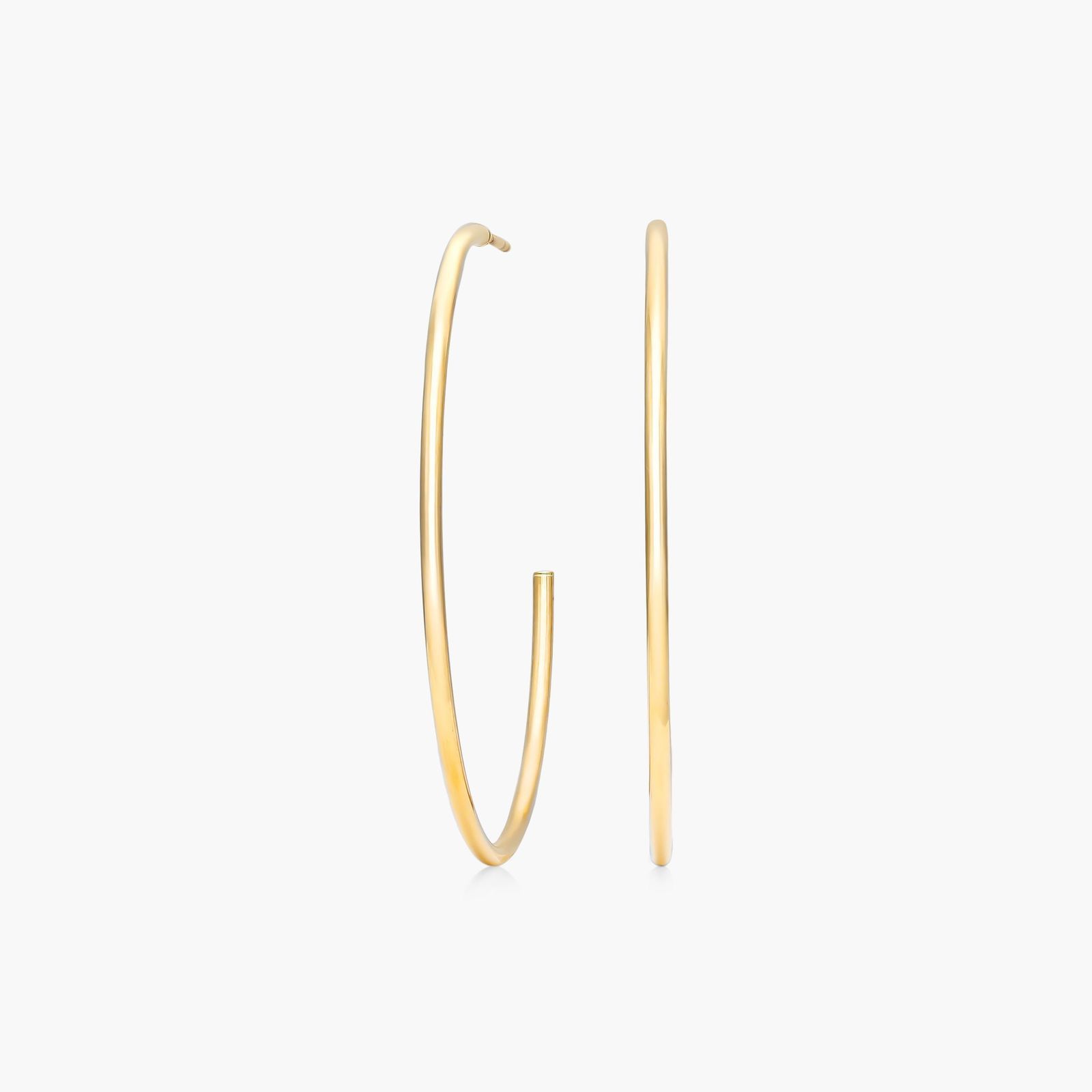 14K Yellow Gold 1.5 Inch Hoop Earrings Image-0