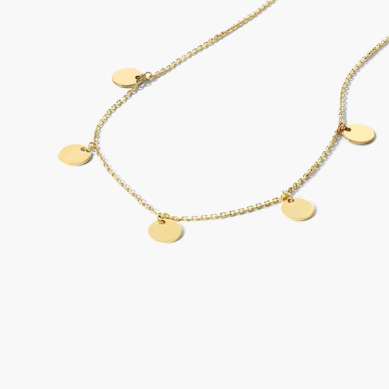 Mini Disk Choker 14k Yellow Gold Necklace, 16