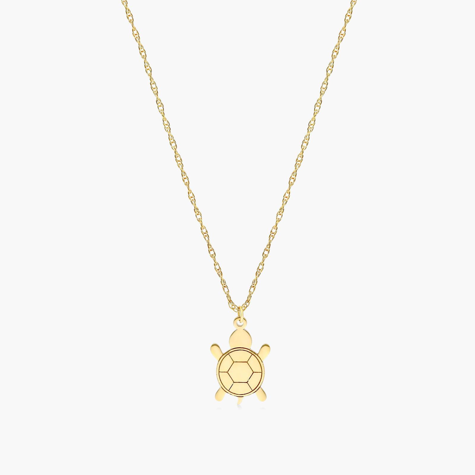 14K Yellow Gold Mini Turtle Necklace Image-0