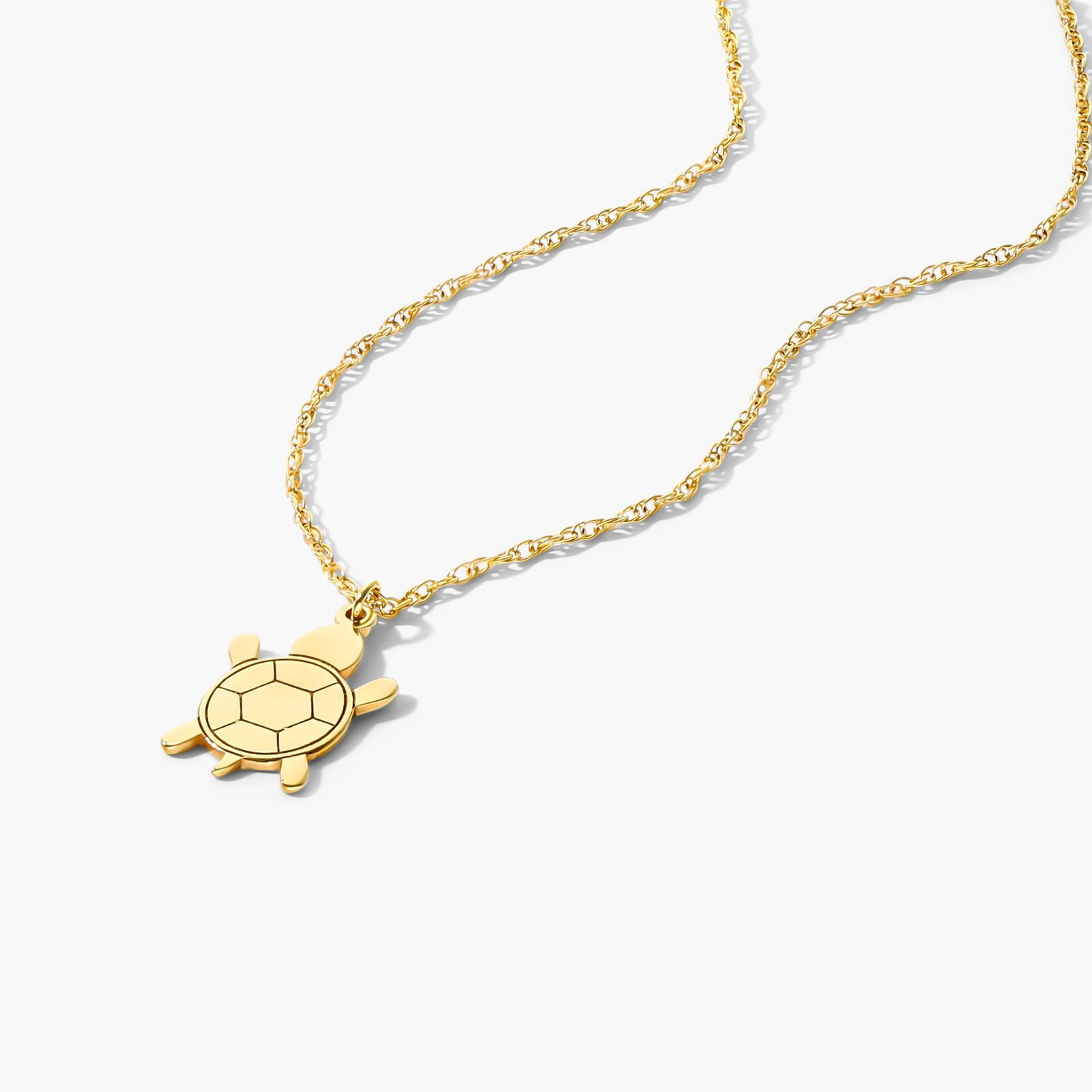 14K Yellow Gold Mini Turtle Necklace Image-1