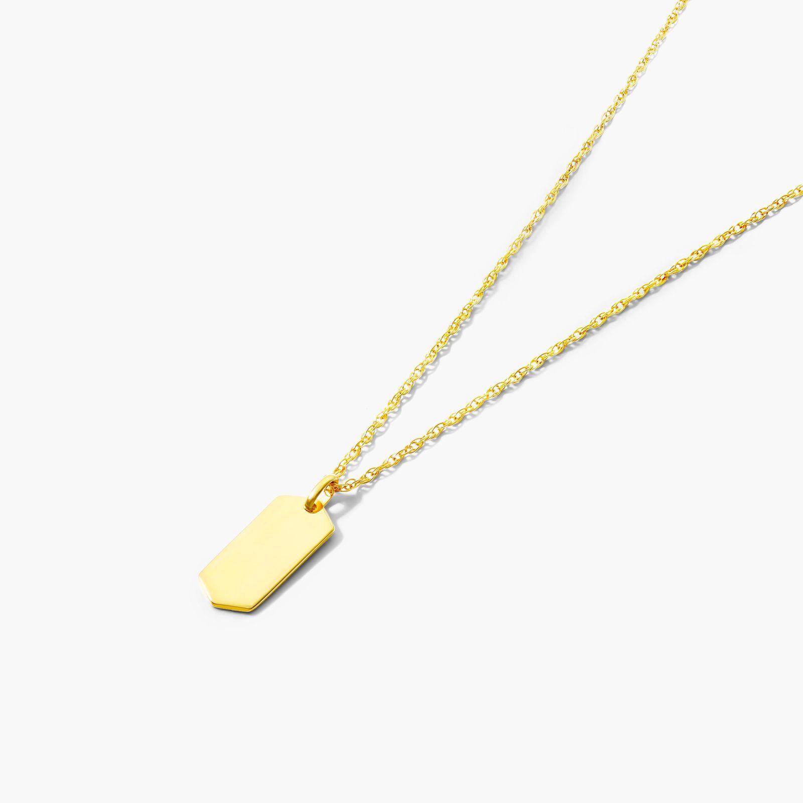 14K Yellow Gold Mini Dog Tag Necklace-95058y14