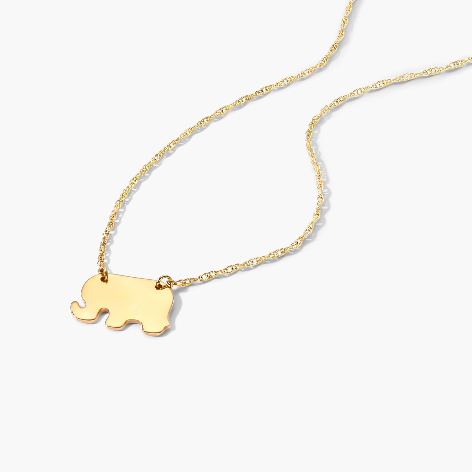 14K Yellow Gold Mini Elephant Necklace Image-1