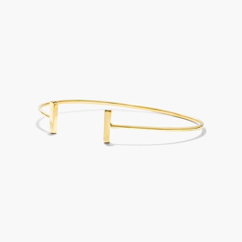 14K Yellow Gold Staple Cuff Bangle