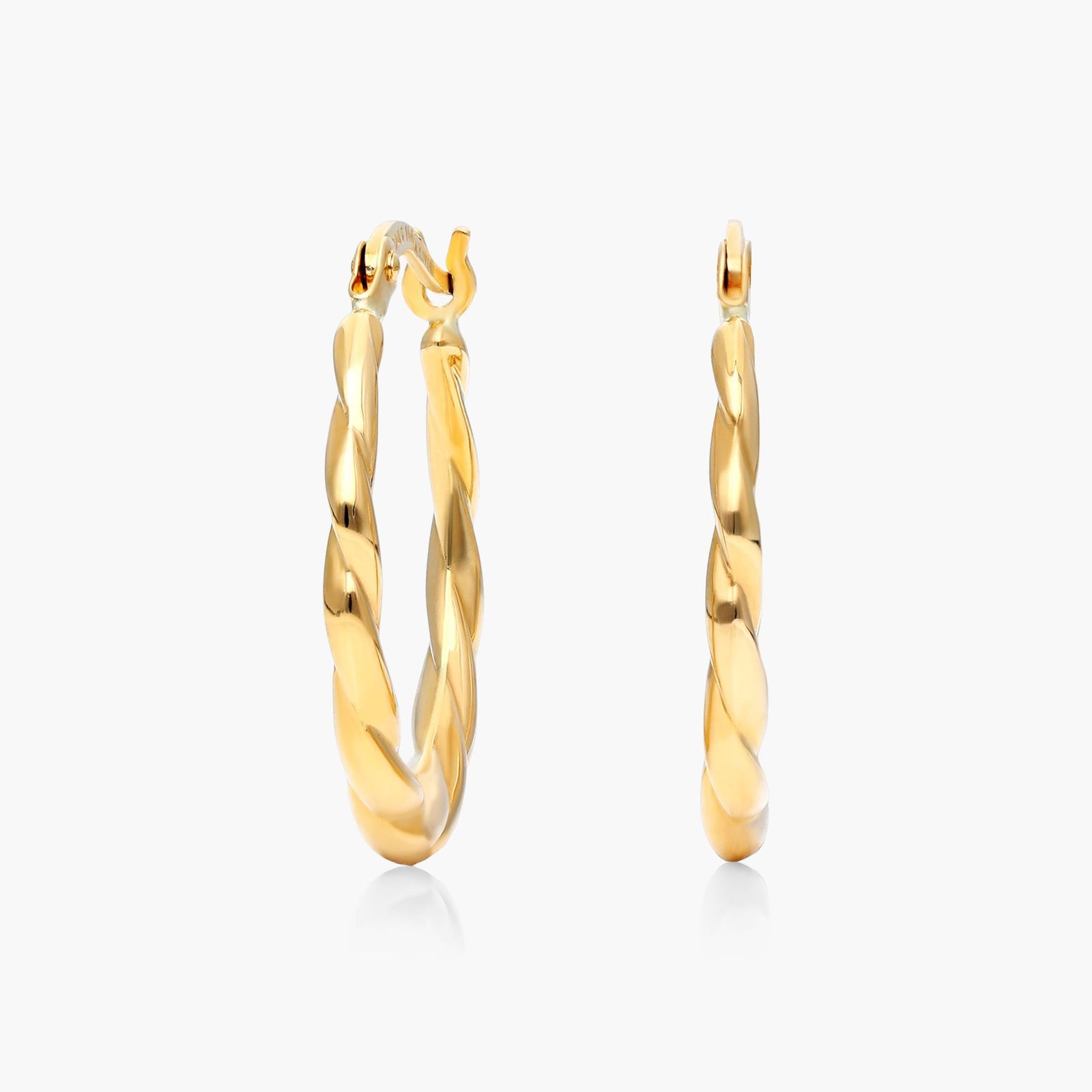 14K Yellow Gold Woven Hoop Earrings Image-0