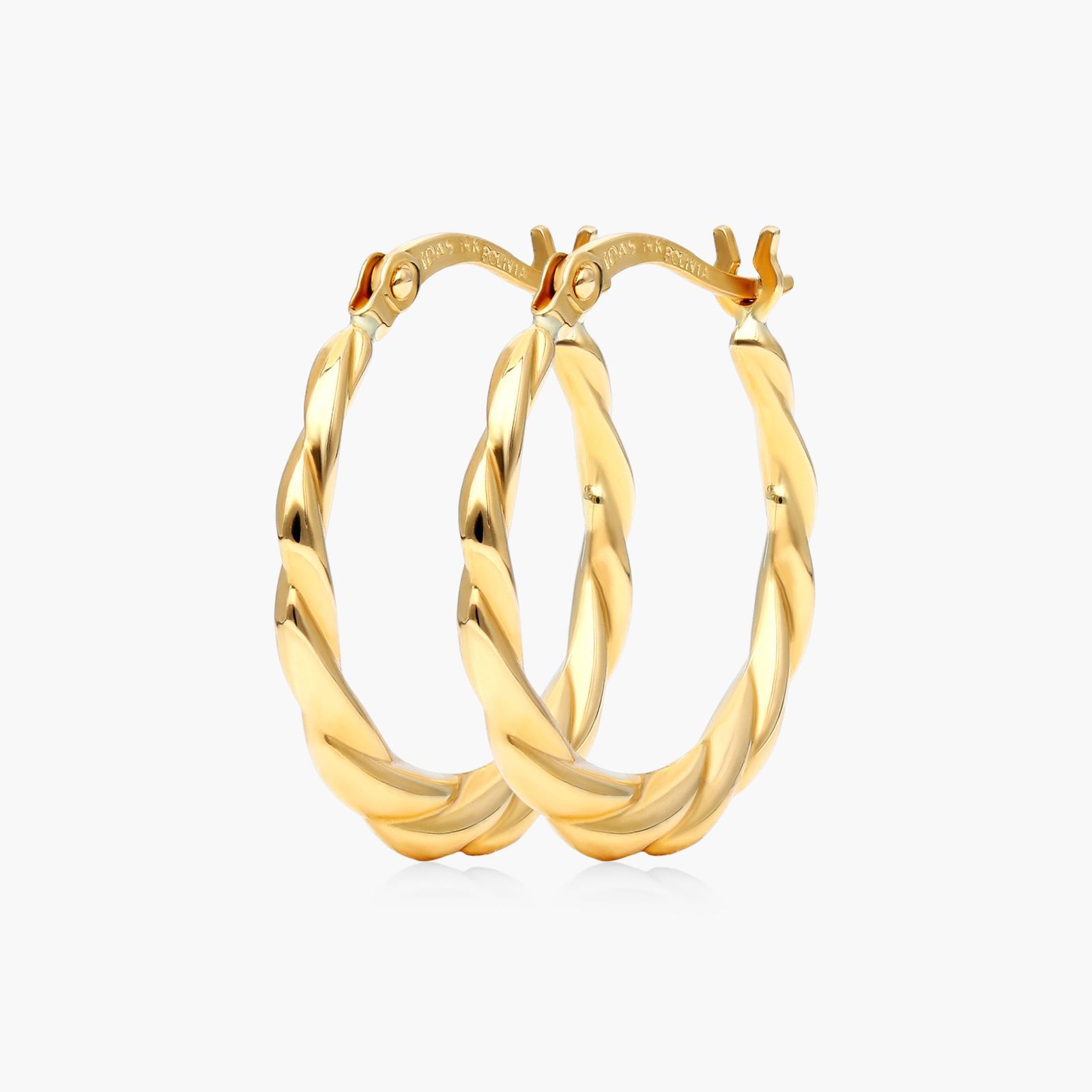 14K Yellow Gold Woven Hoop Earrings Image-1