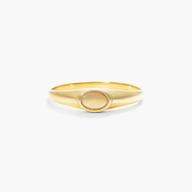 14K Yellow Gold Oval Signet Ring