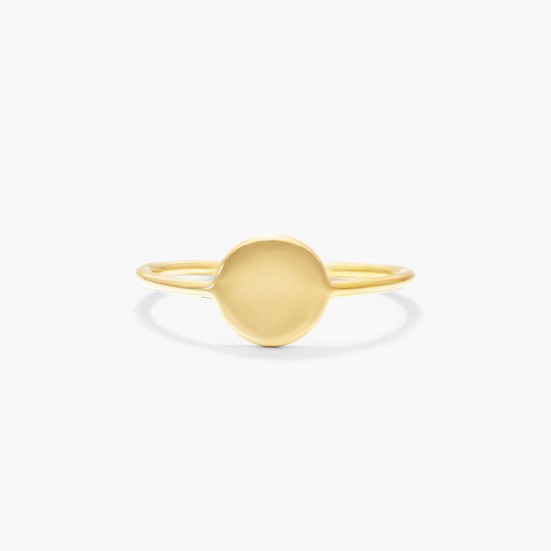 14K Yellow Gold Disk Wire Ring