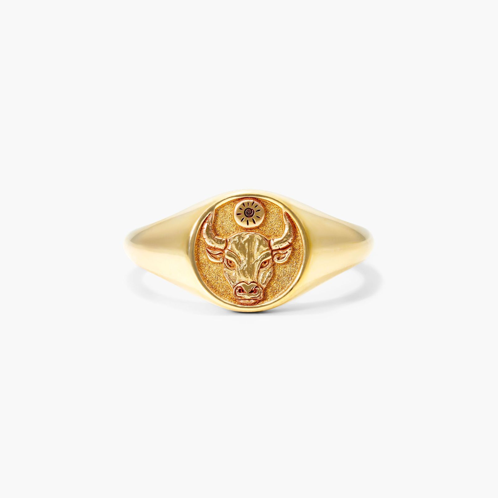 14K Yellow Gold Taurus Zodiac Signet Ring Image-0