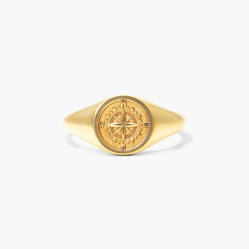 Men's Compass Signet Ring