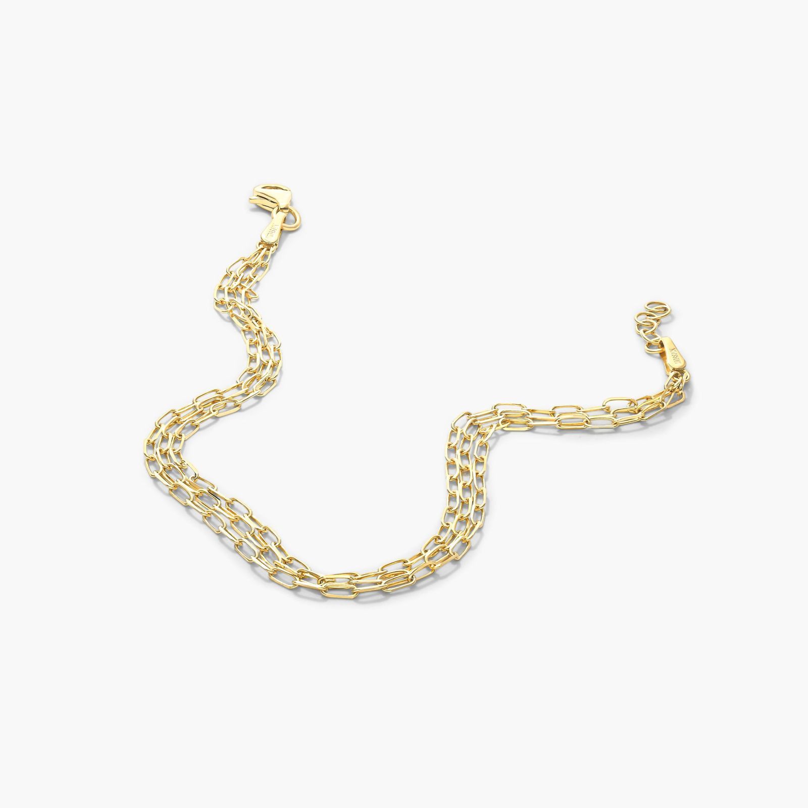 14K Yellow Gold Triple Strand Diamond Cut Forzentina Chain Bracelet