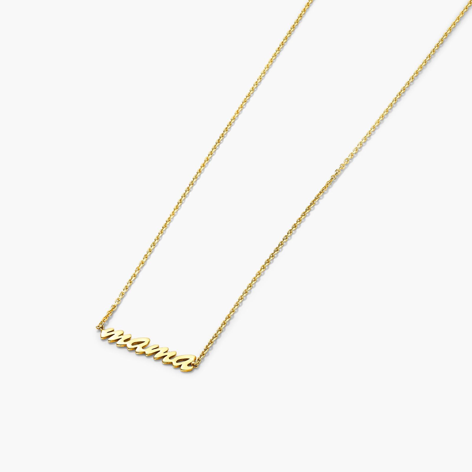 14K Yellow Gold Script Mama Necklace-95152y14