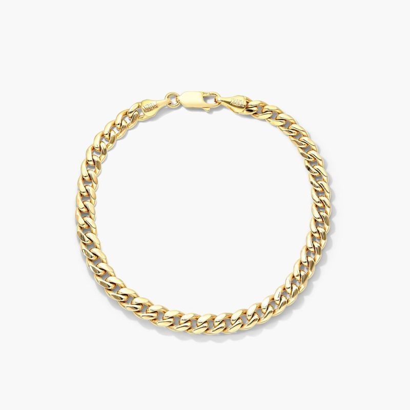 14K Yellow Gold Solid 5mm Miami Cuban Bracelet - 8.5 inches