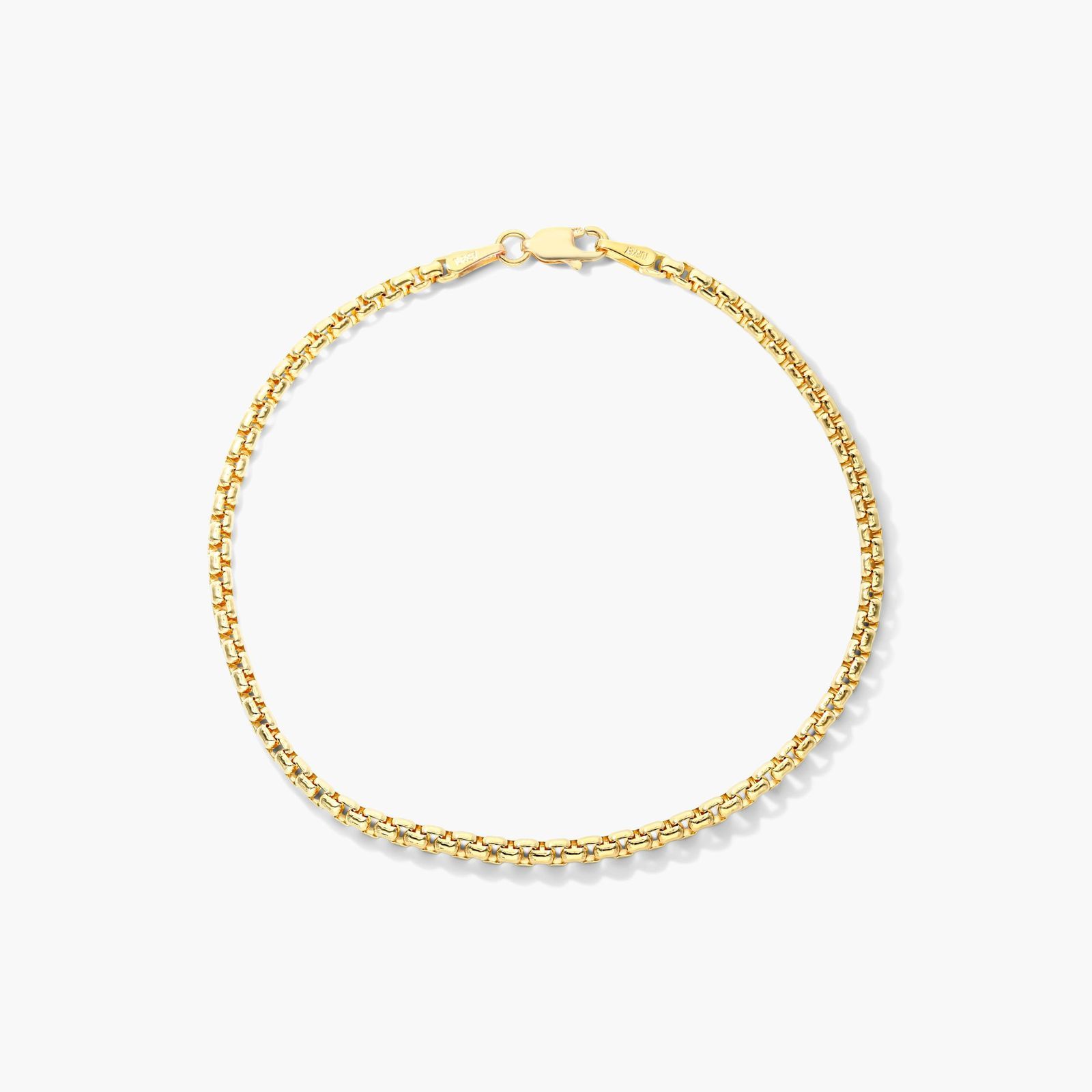 14K Yellow Gold 2.6mm Solid Round Box Chain Bracelet-95171y14