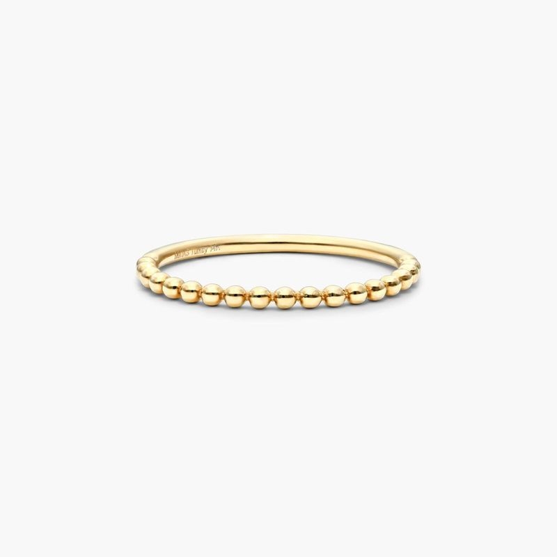 14K Yellow Gold Beaded Row Ring