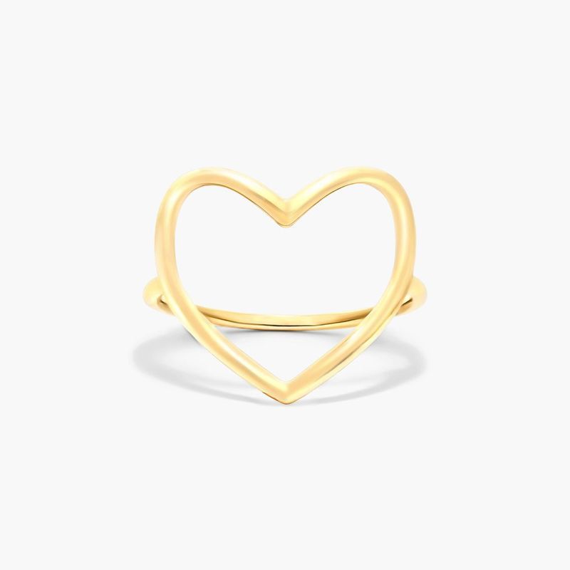 14K Yellow Gold Open Heart Ring