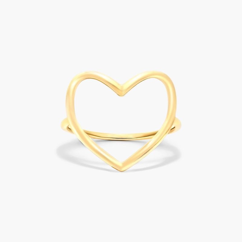 14K Yellow Gold Open Heart Ring