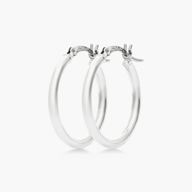 14K White Gold Standard 0.8 Inch Tube Hoop Earrings
