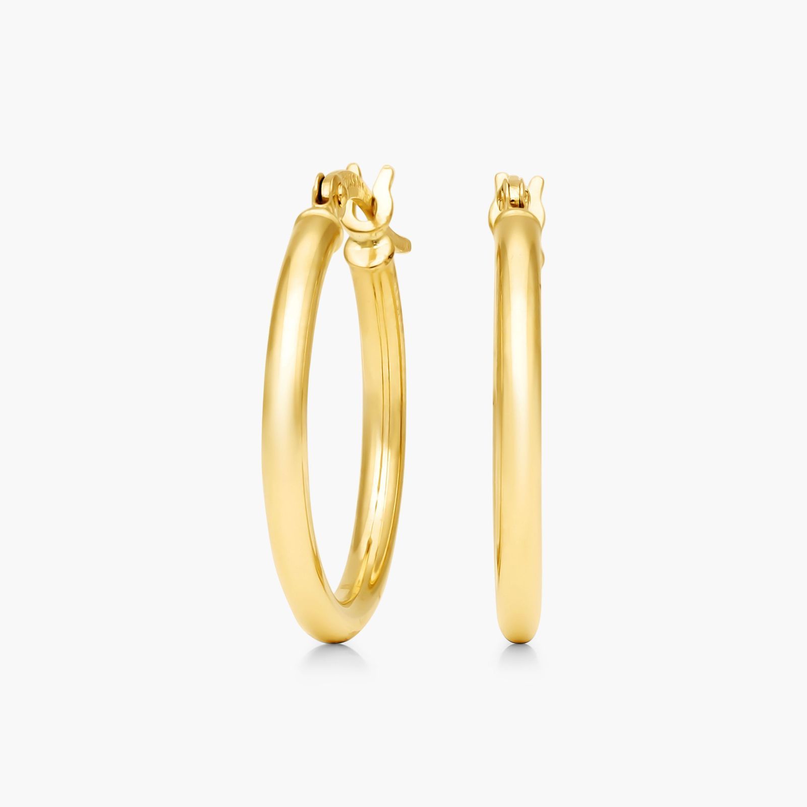 14K Yellow Gold Standard 0.8 Inch Tube Hoop Earrings Image-0