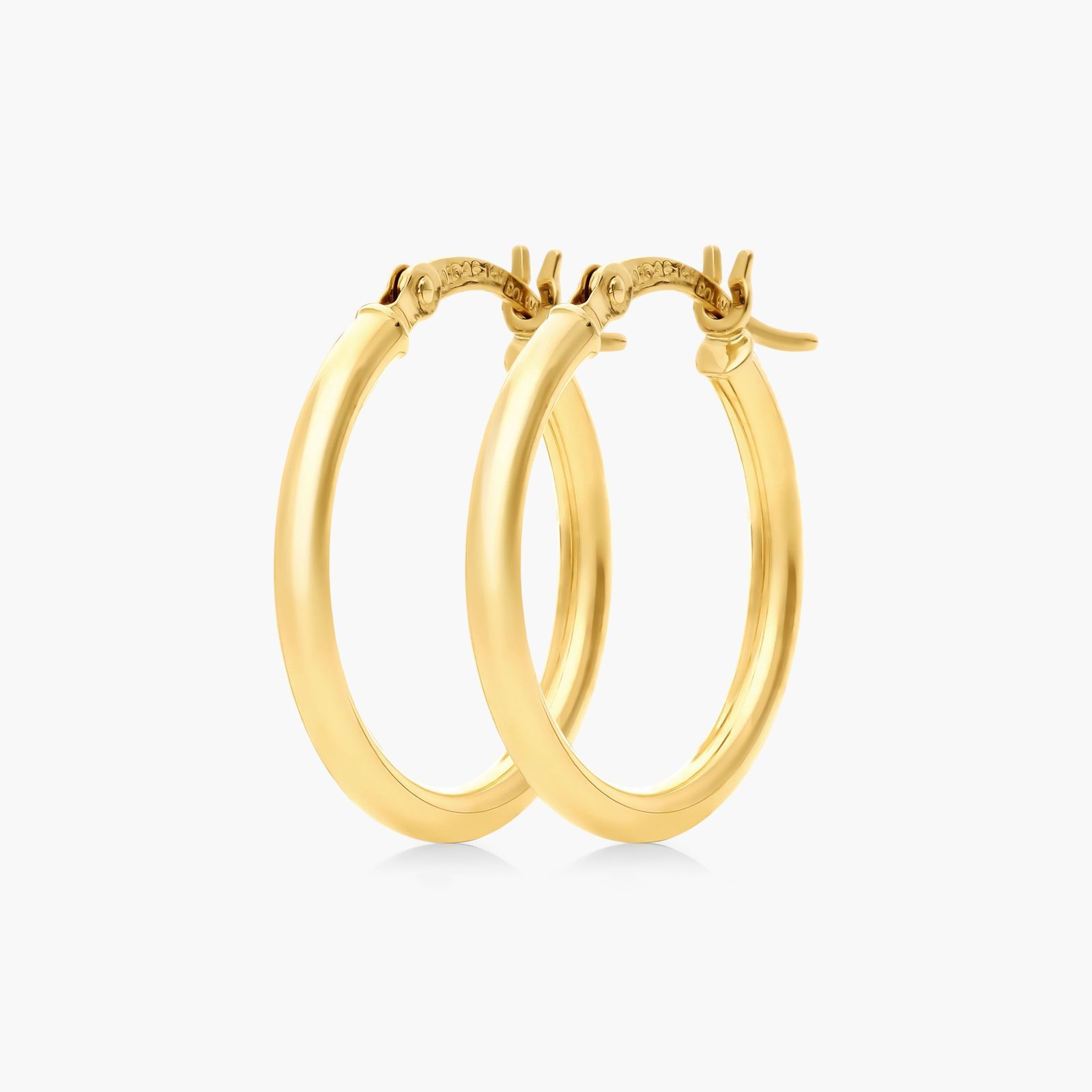 14K Yellow Gold Standard 0.8 Inch Tube Hoop Earrings Image-1