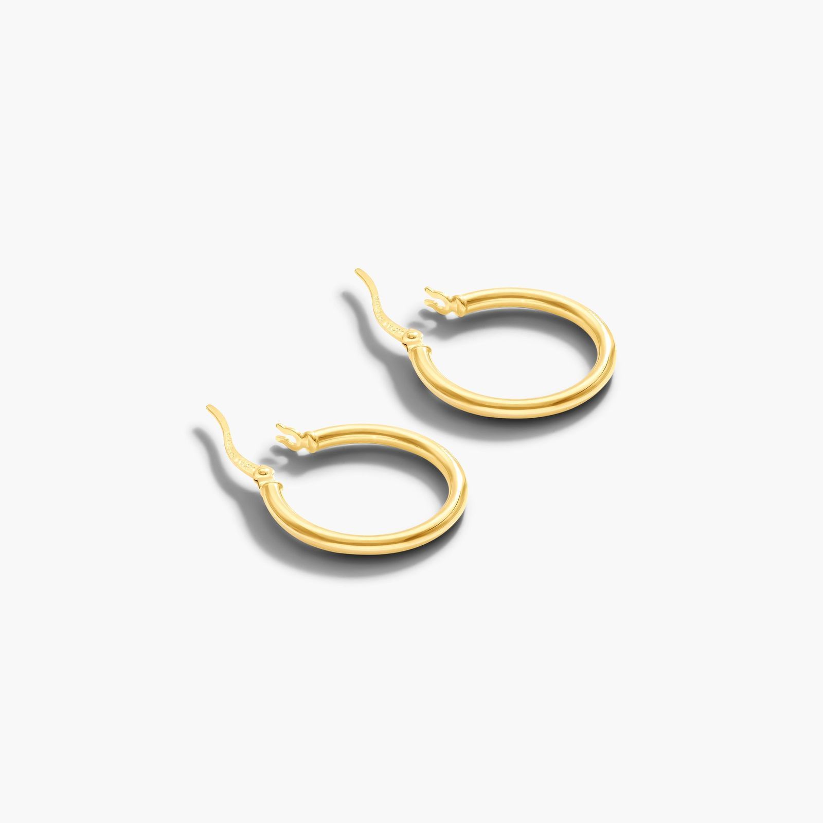 14K Yellow Gold Standard 0.8 Inch Tube Hoop Earrings Image-2