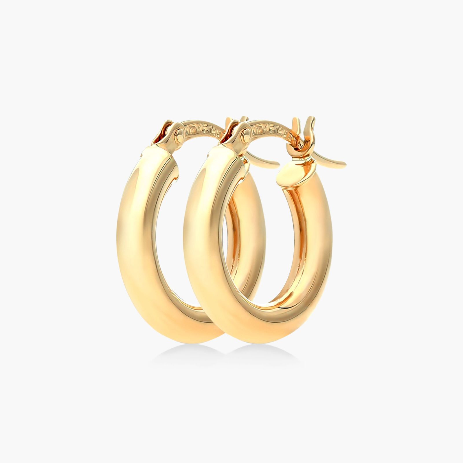 14K Yellow Gold Bold 0.6 Inch Tube Hoop Earrings Image-1