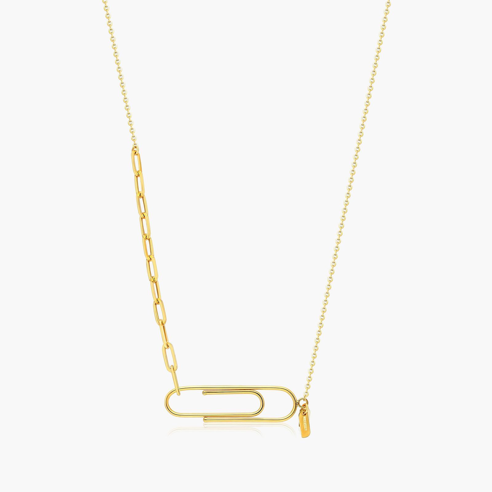 14K Yellow Gold Stationed Paperclip Necklace95197y14