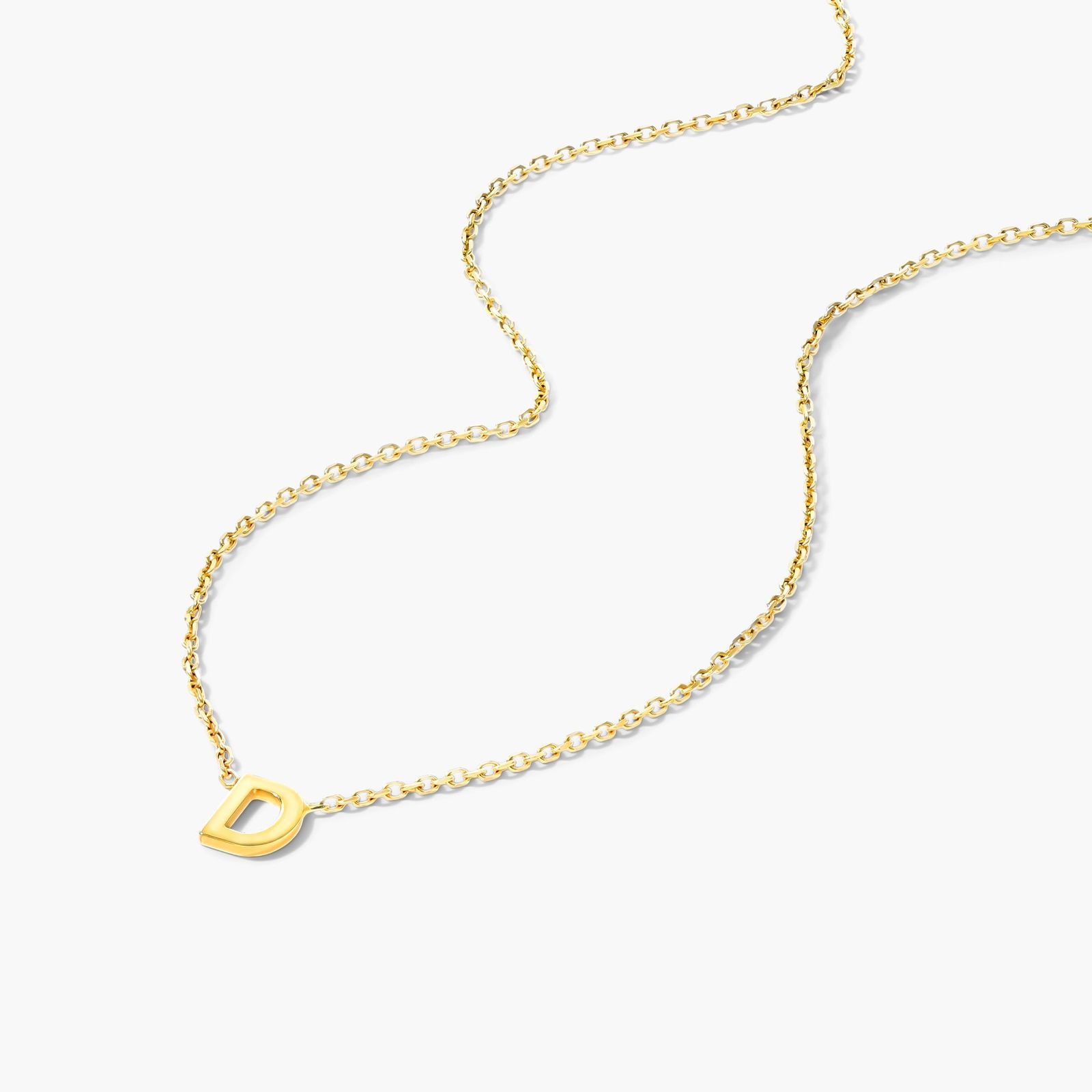 14K Yellow Gold Mini Initial D Necklace Image-1