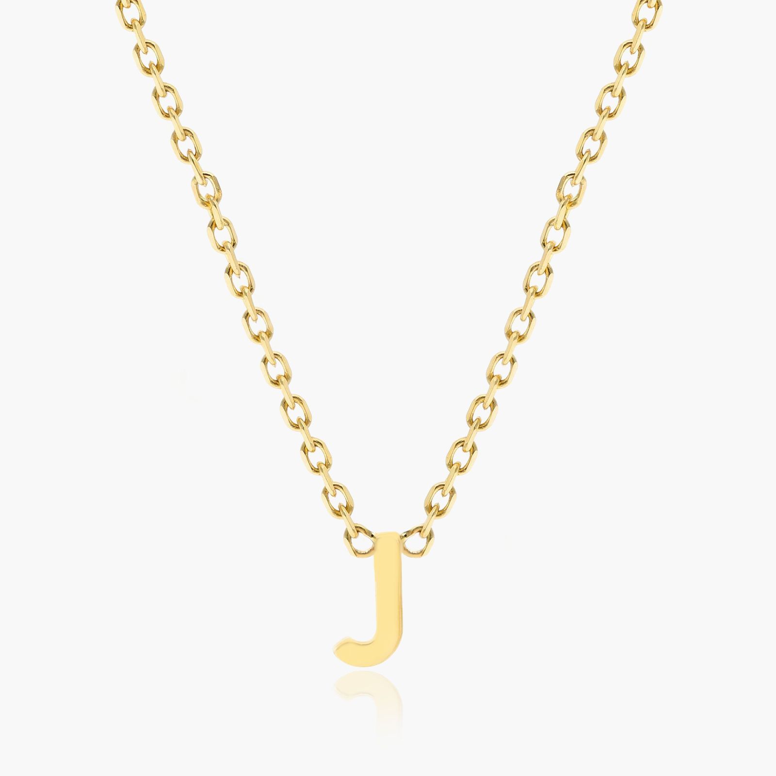 14K Yellow Gold Mini Initial J Necklace Image-0