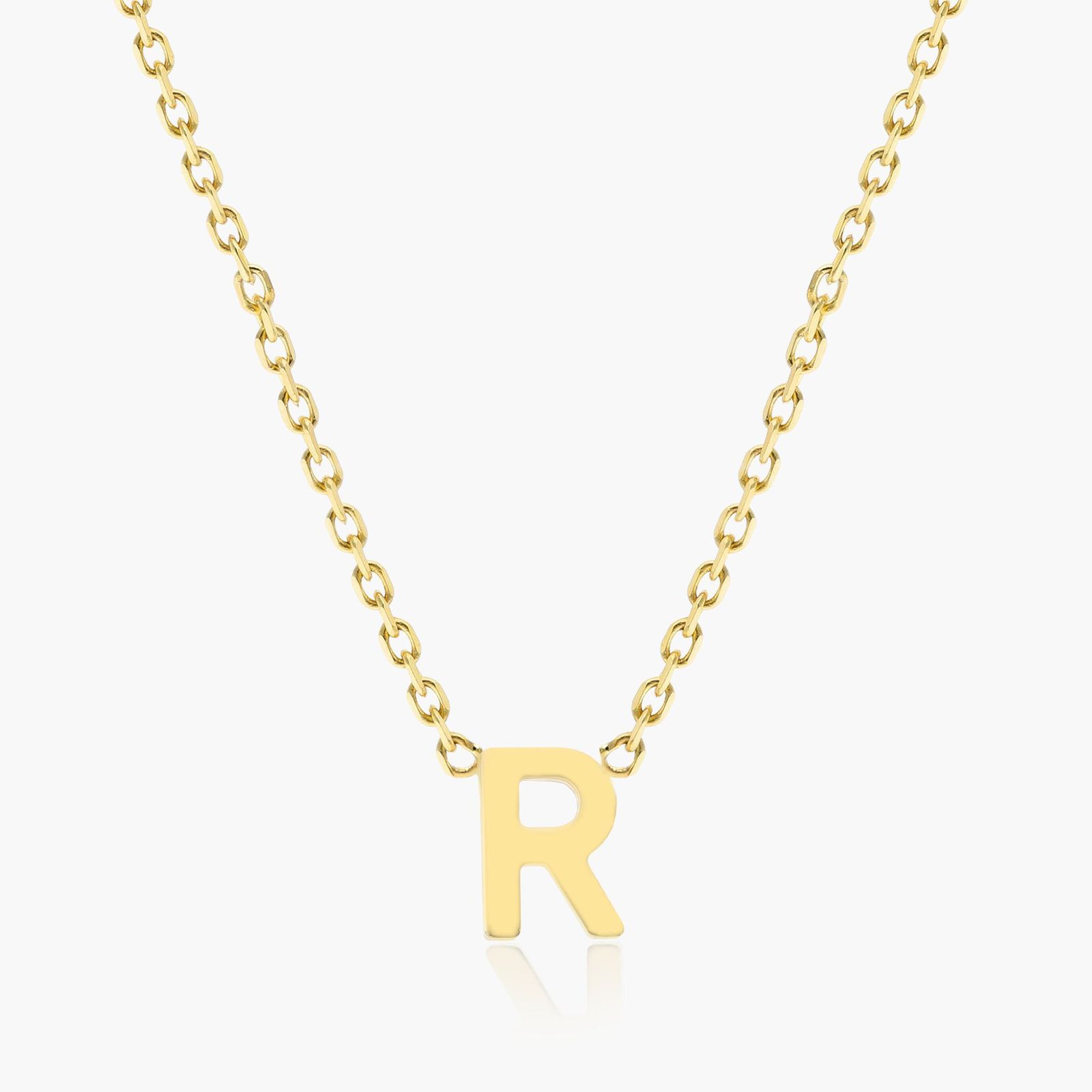 14K Yellow Gold Mini Initial R Necklace Image-0