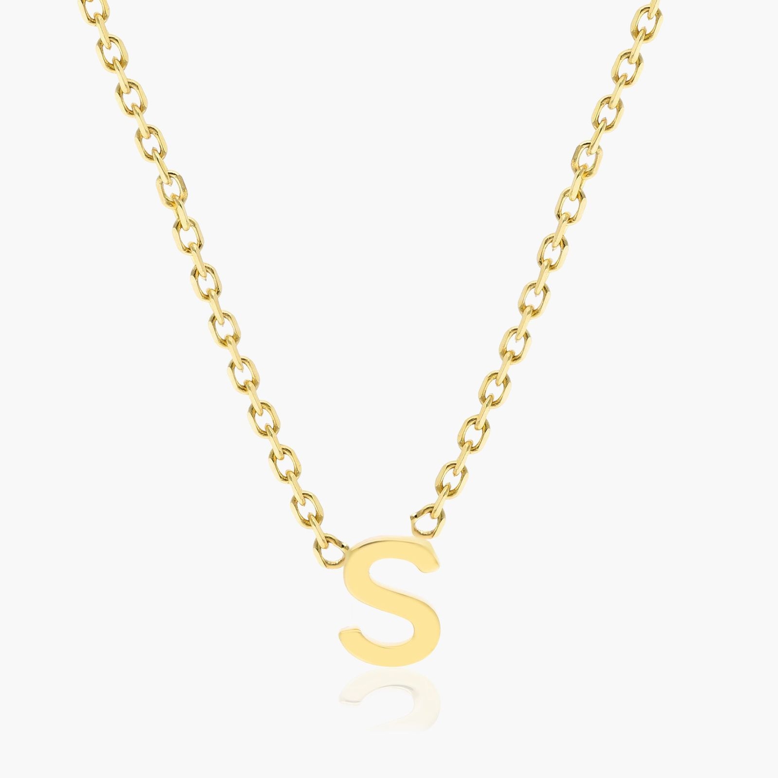 14K Yellow Gold Mini Initial S Necklace-9519888y14