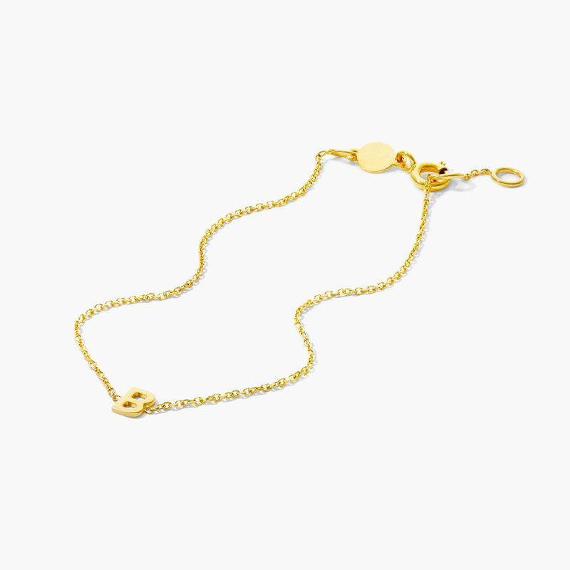 14K Yellow Gold Mini Initial B Bracelet