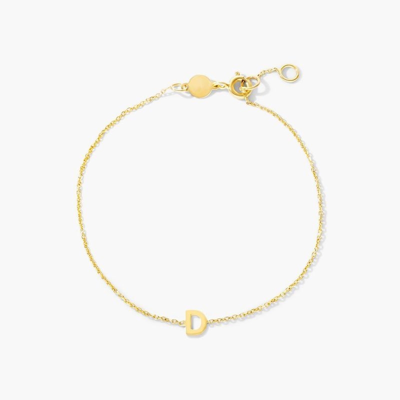 14K Yellow Gold Mini Initial D Bracelet