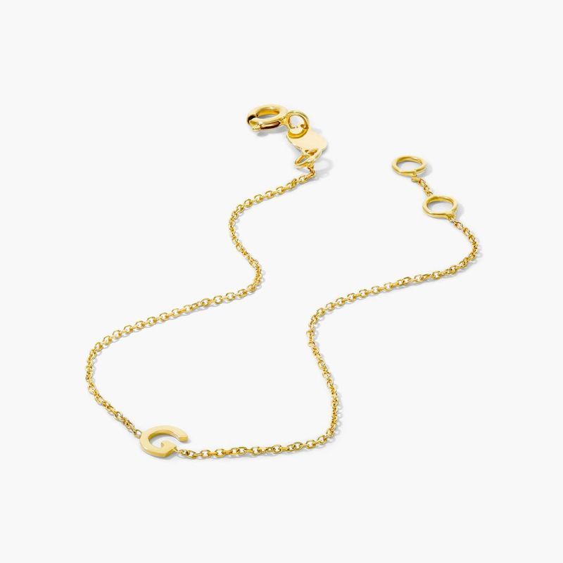 14K Yellow Gold Mini Initial G Bracelet
