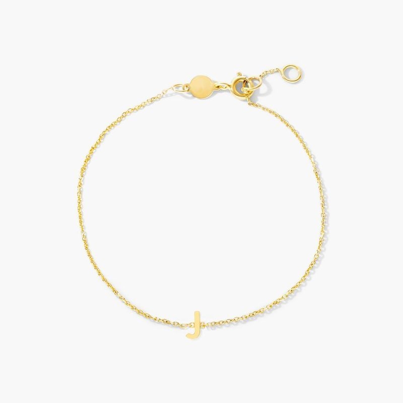 14K Yellow Gold Mini Initial J Bracelet