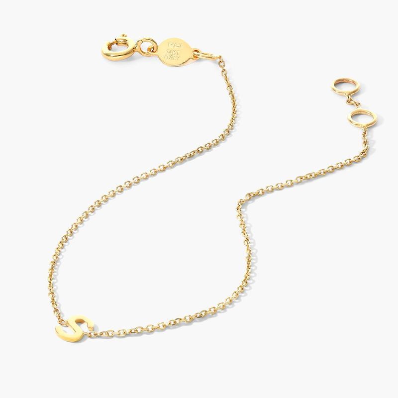 14K Yellow Gold Mini Initial S Bracelet