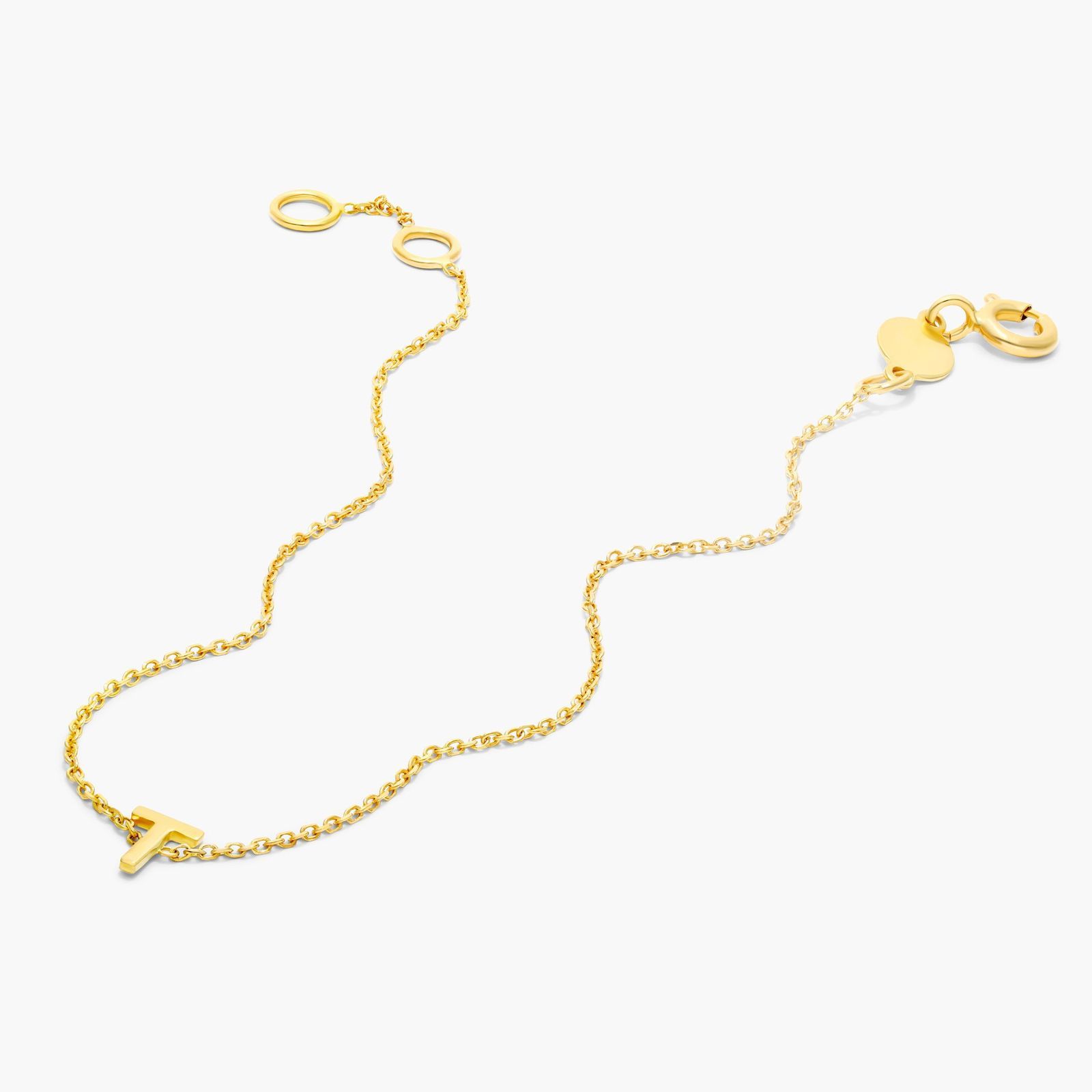 14K Yellow Gold Mini Initial T Bracelet