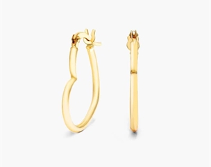14K Yellow Gold Heart Hoop Earrings