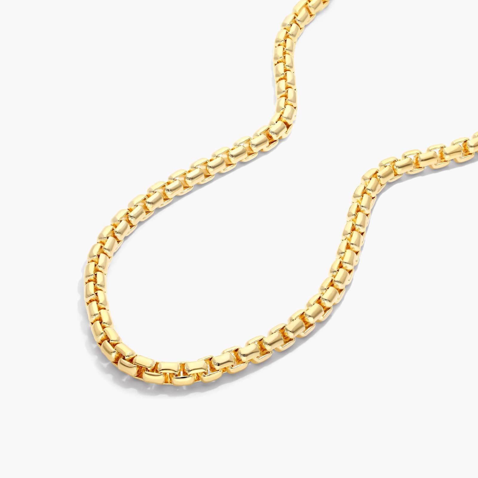 14k Yellow Gold Solid 3 3mm Round Box Chain Necklace 18 Inches 95263i180y14