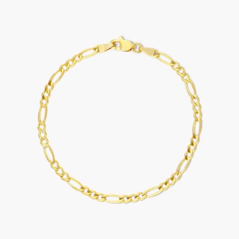 Figaro Chain Bracelet In 14K Yellow Gold (7")