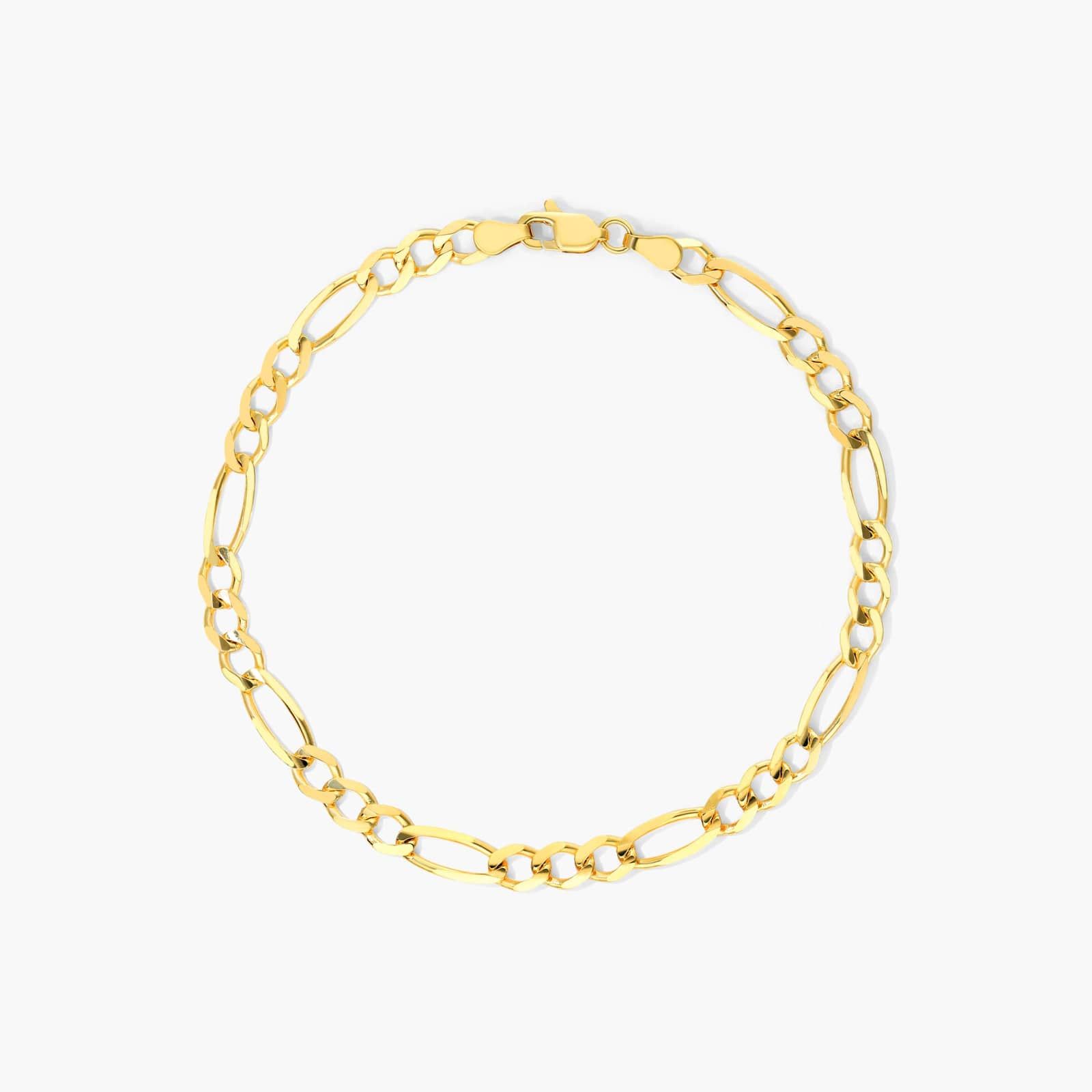 14K Yellow Gold 4.5mm Figaro Chain Bracelet - 7 inches Image-0