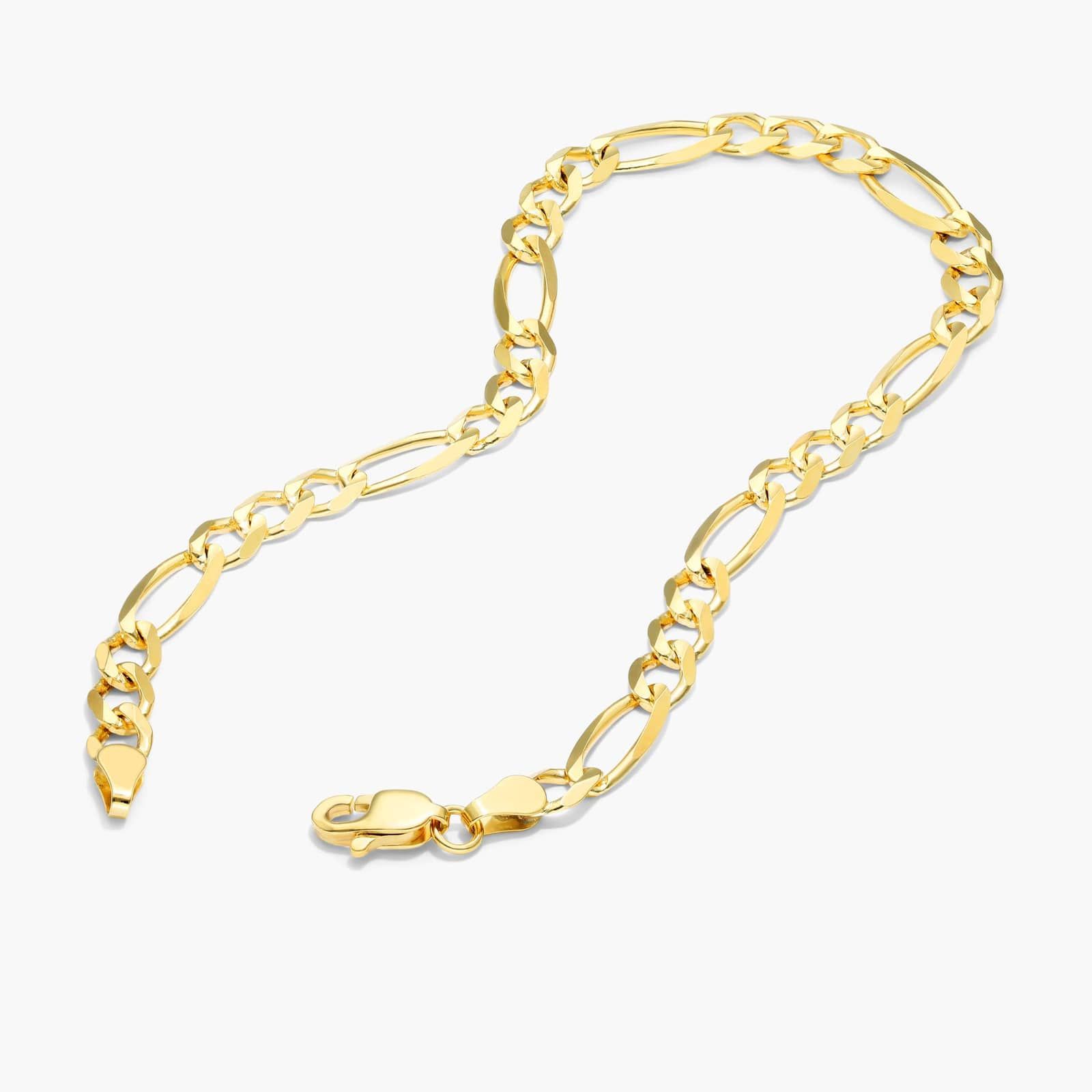 14K Yellow Gold 4.5mm Figaro Chain Bracelet - 7 inches Image-2