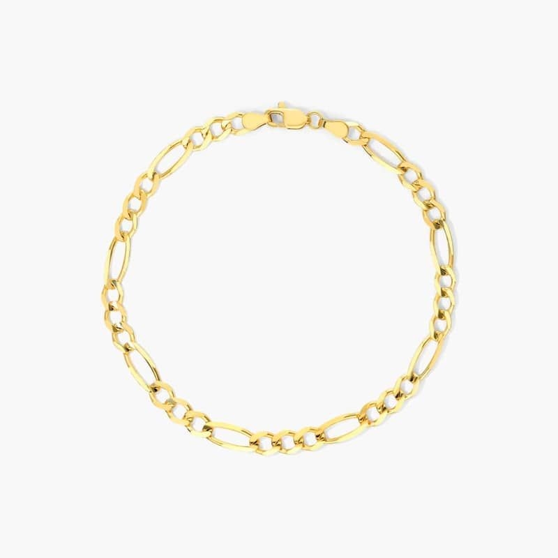 14K Yellow Gold 4.5mm Figaro Chain Bracelet - 7 inches