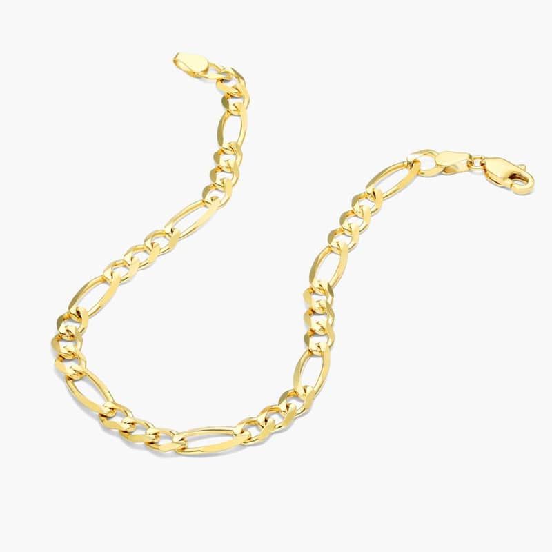 14K Yellow Gold 4.5mm Figaro Chain Bracelet - 8 inches