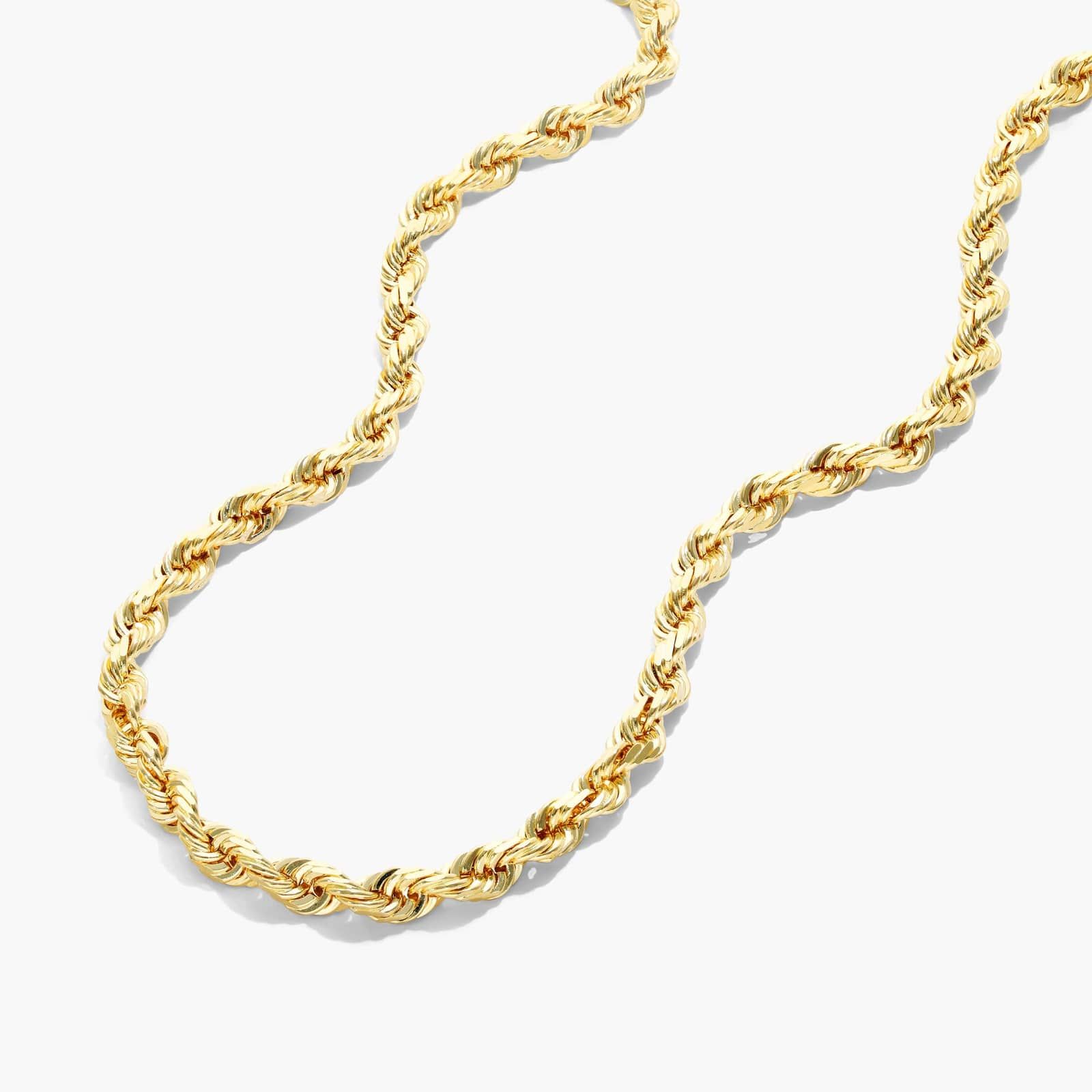 14K Yellow Gold Solid 3.8mm Rope Chain Necklace - 24 inches Image-1