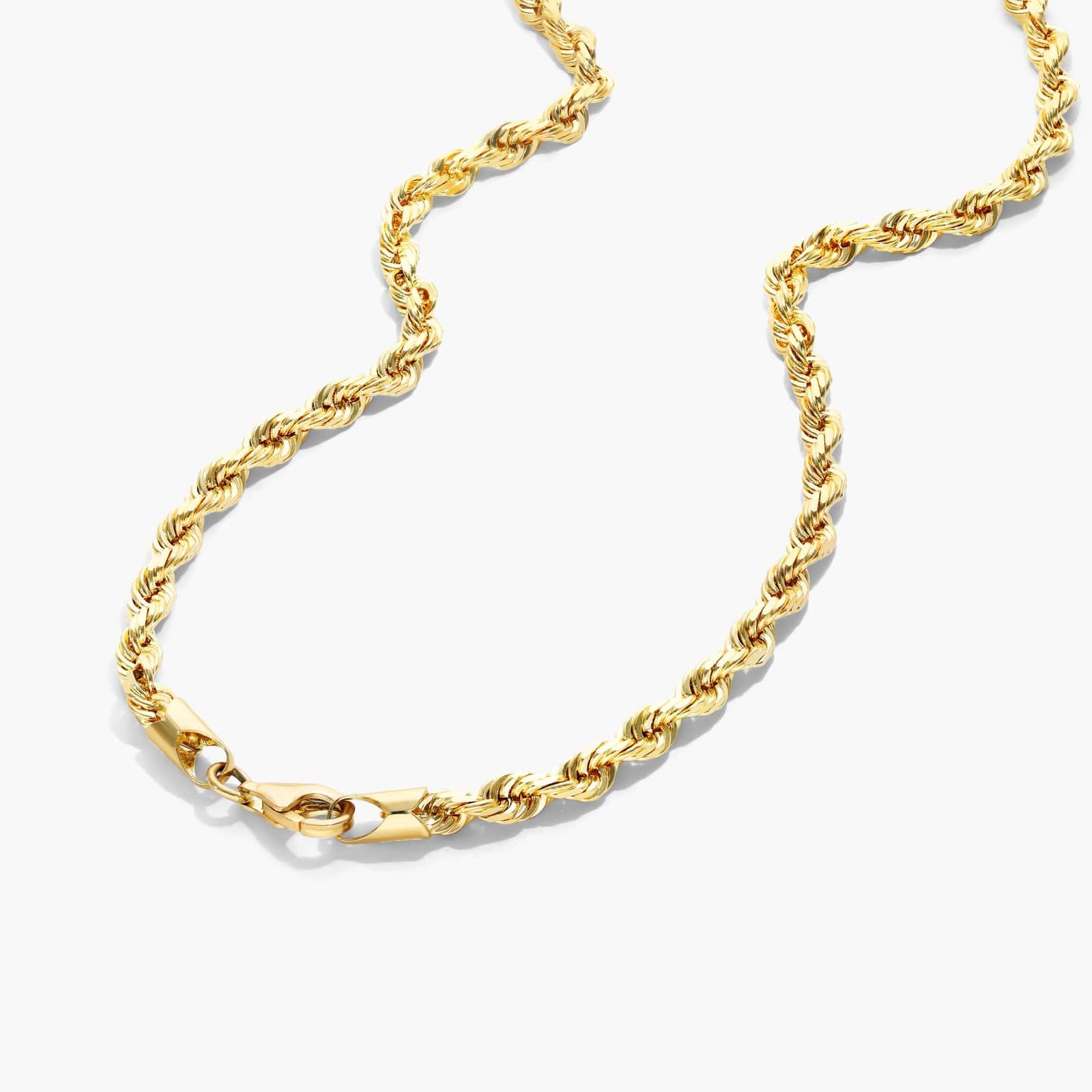 14K Yellow Gold Solid 3.8mm Rope Chain Necklace - 24 inches Image-2