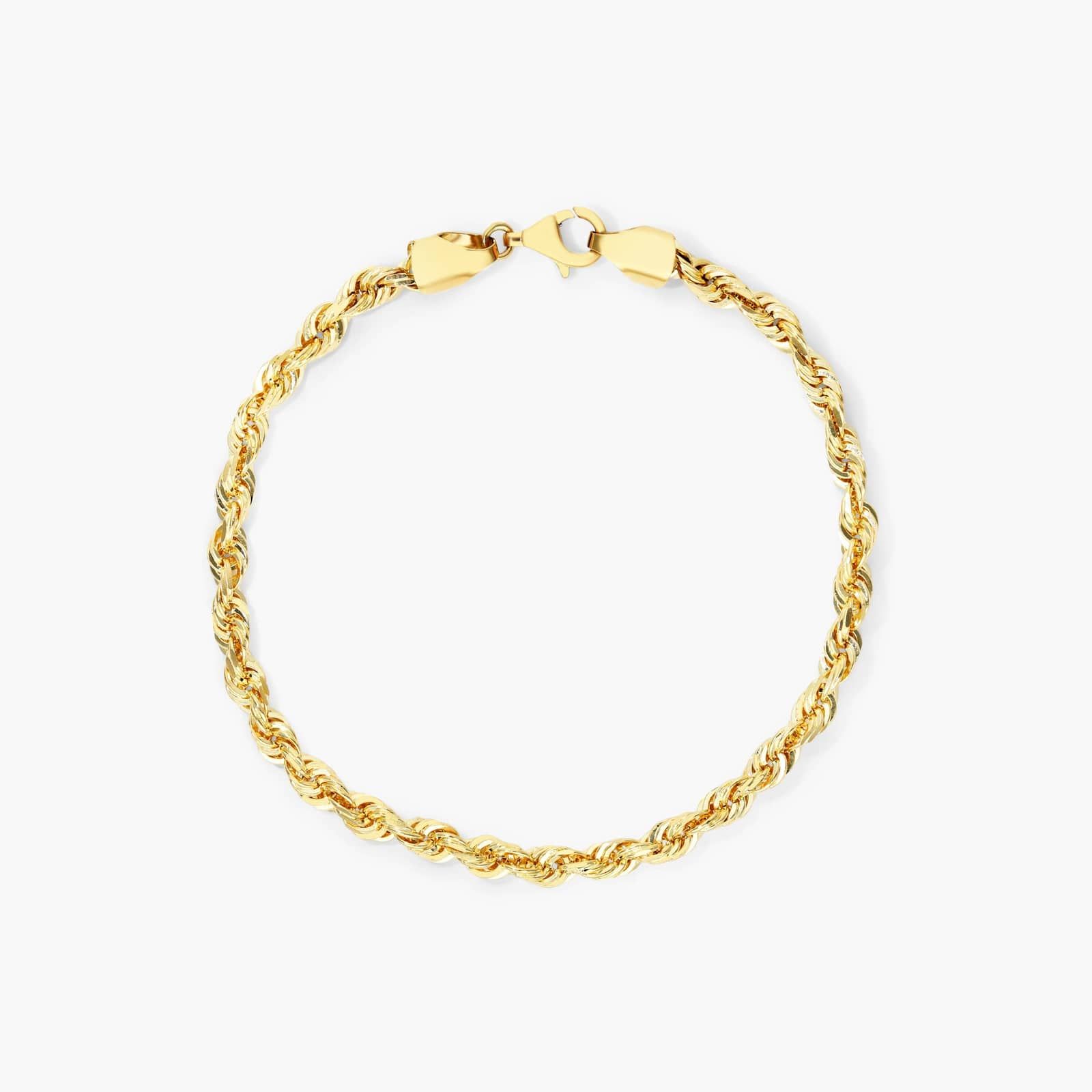 14K Yellow Gold Solid 5mm Rope Chain Bracelet - 8 inches Image-0