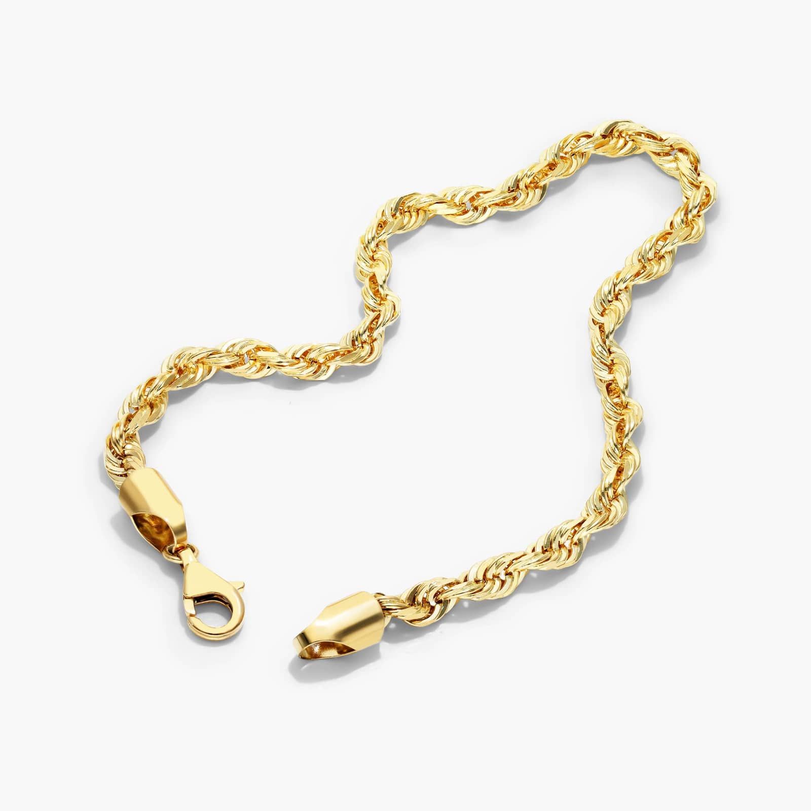 14K Yellow Gold Solid 5mm Rope Chain Bracelet - 8 inches Image-2